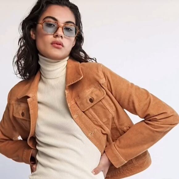 AG Adriano Goldschmied Flacky The Trucker Corduroy Jacket Mud Mustard NWT XS - Picture 4 of 16